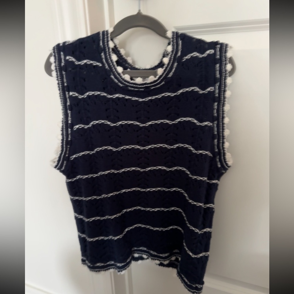 New Sam Edelman Navy and White Sweater Vest Anthropologie